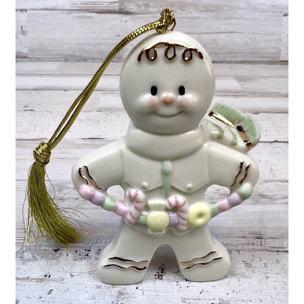 Lenox Spicy and Sweet Gingerbread Man Porcelain Christmas Ornament w Box Undated